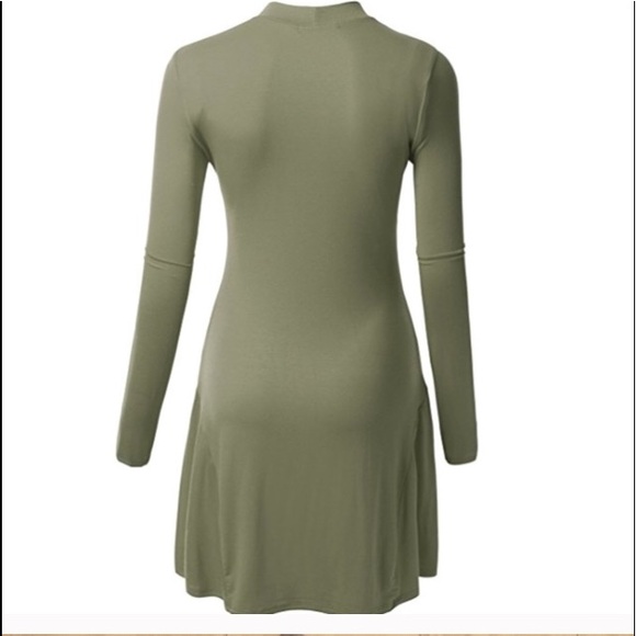 Long sleeve mock neck dress with flare hem - Picture 2 of 3